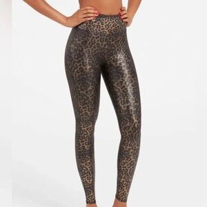 SPANX Animal Print Leggings - Black and Brown